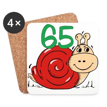 Snail 65 th birthday - Coasters (set of 4) - white - Front