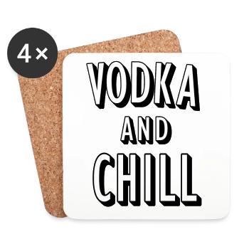 Vodka et Chill Wortspiel (jeu de mots) - Dessous de verre (lot de 4) - blanc - Devant