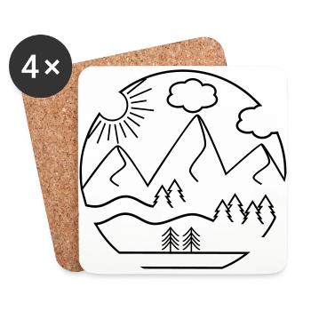 Montagnes - Dessous de verre (lot de 4) - blanc - Devant
