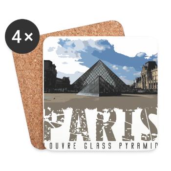 Paris, France- Louvre glass pyramid, - Dessous de verre (lot de 4) - blanc - Devant
