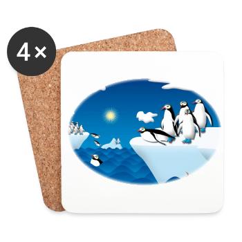 Pinguine - Untersetzer (4er-Set) - Weiß - Vorne