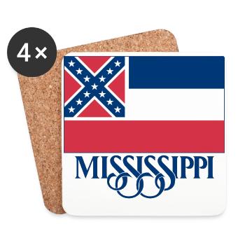 Drapeau du Mississippi - Dessous de verre (lot de 4) - blanc - Devant