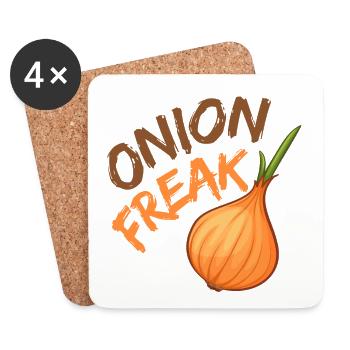 Onion Freak - Zwiebeldesign Geschenk - Untersetzer (4er-Set) - Weiß - Vorne