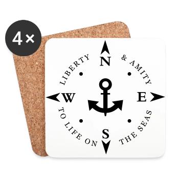 Seafaring, sailors, boat, anchor, freedom - Coasters (set of 4) - white - Front