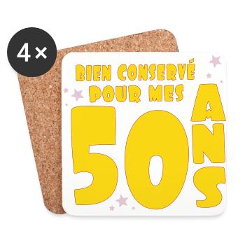 bien_conserve_pour_mes_50_ans - Dessous de verre (lot de 4) - blanc - Devant