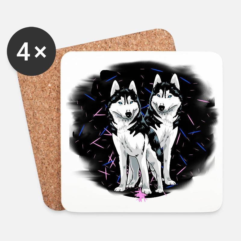 Husky Hunde Hund Haustiere Hundehalter Rassehund - Untersetzer (4er-Set) - Weiß