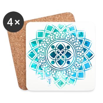 Mandala - Blue - Coasters (set of 4) - white - Front