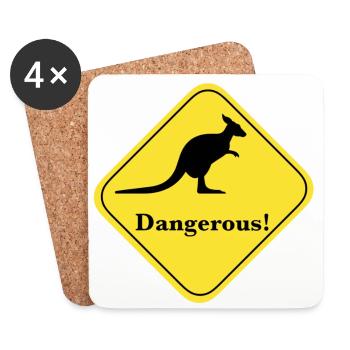 Dangerous kangaroo - Coasters (set of 4) - white - Front