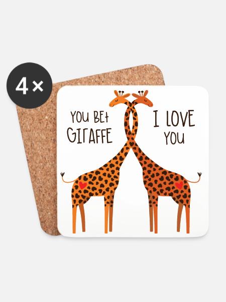Giraffe Love - Coasters (set of 4) - white