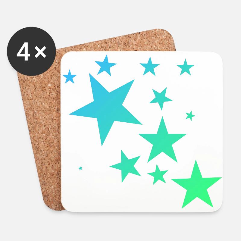Bunte Sterne Sternenteppich Stern-Muster - Untersetzer (4er-Set) - Weiß