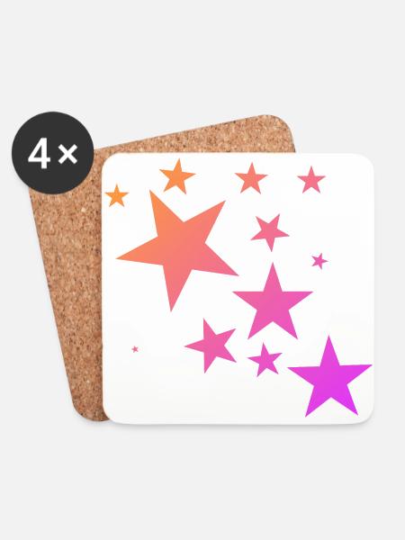 Pink Orange Colorful Star Star Carpet Pattern - Coasters (set of 4) - white