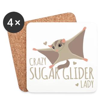 Crazy sugar glider lady! - Coasters (set of 4) - white - Front