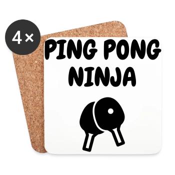 Table Tennis - Ping Pong - Sport - Racket - Ball - Untersetzer (4er-Set) - Weiß - Vorne