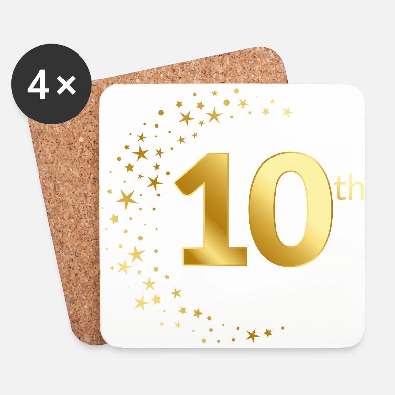 10 Jubiläum Geburtstag Ehrentag Geschenk Jahrestag - Untersetzer (4er-Set) - Weiß