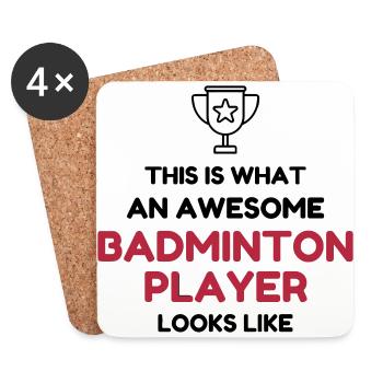 Badminton / Badminton Player / Birdie / Sport - Untersetzer (4er-Set) - Weiß - Vorne