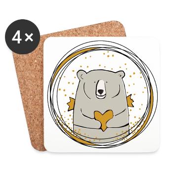 Heart Bear - Coasters (set of 4) - white - Front