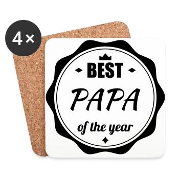 Papa Vati Vater Vatertag Geburtstag Dad Familie - Untersetzer (4er-Set) - Weiß - Vorne