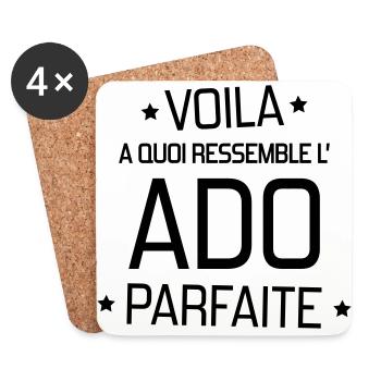adolescent / enfant / ado / adolescente - Dessous de verre (lot de 4) - blanc - Devant