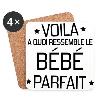 bébé / naissance / garçon / fille / maman - Dessous de verre (lot de 4) - blanc - Devant