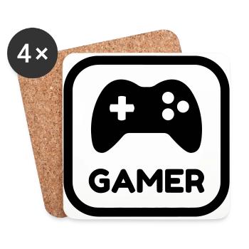 gamer gaming geek game informatique jeux vidéo - Dessous de verre (lot de 4) - blanc - Devant