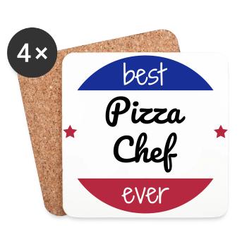 Pizza / pizzaiolo / Italien / Burger - Untersetzer (4er-Set) - Weiß - Vorne