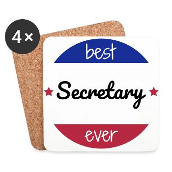 secrétaire / secrétariat / assistante / manager - Dessous de verre (lot de 4) - blanc - Devant