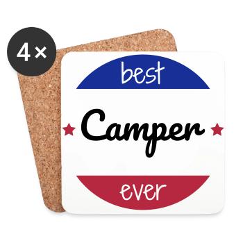 Campingplatz / Camper / Camping / Camp - Untersetzer (4er-Set) - Weiß - Vorne