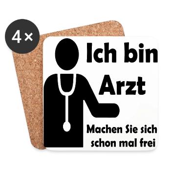 Ich bin Arzt - Machen Sie sich schon mal frei - Untersetzer (4er-Set) - Weiß - Vorne