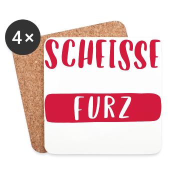 SCHEISSE IST, WENN DER FURZ WAS WIEGT - Untersetzer (4er-Set) - Weiß - Vorne