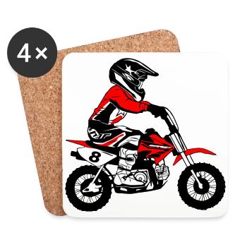 Kinder Motocross - KIDS MX - Untersetzer (4er-Set) - Weiß - Vorne