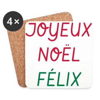 Joyeux Noël Félix ! Le Père Noël est une ordure - Dessous de verre (lot de 4) - blanc - Devant