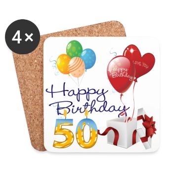 50th Birthday - Coasters (set of 4) - white - Front
