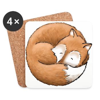 Der Fuchs macht ein Nickerchen - Untersetzer (4er-Set) - Weiß - Vorne