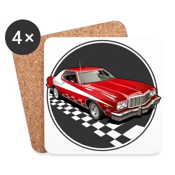 Red car - Coasters (set of 4) - white - Front