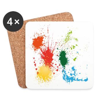 Farbe Klecks Spritzer Maler Geschenk Fleck Bunt - Untersetzer (4er-Set) - Weiß - Vorne