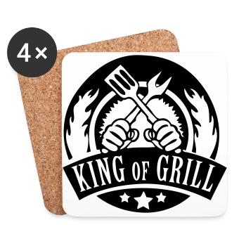 roi de grill - Dessous de verre (lot de 4) - blanc - Devant