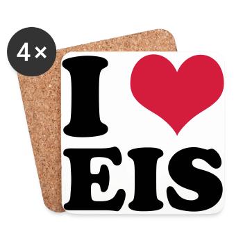 I Love Eis - Untersetzer (4er-Set) - Weiß - Vorne