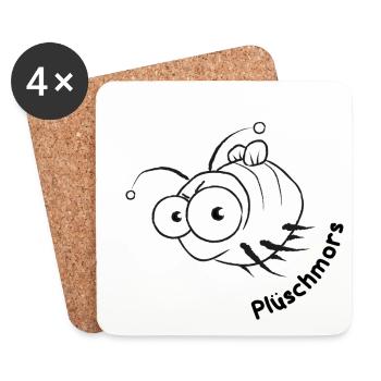 Plüschmors - Hummel auf Plattdeutsch (schwarz) - Untersetzer (4er-Set) - Weiß - Vorne