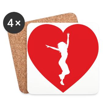 Danseur avec un coeur - Dessous de verre (lot de 4) - blanc - Devant