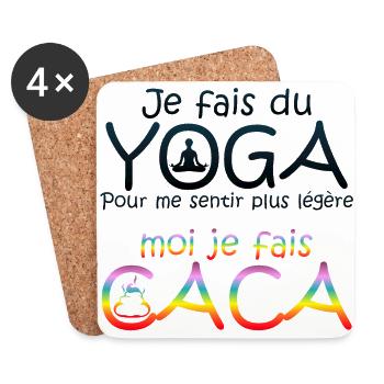 yoga caca legere humour drole citation 1 - Dessous de verre (lot de 4) - blanc - Devant