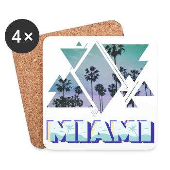 Miami Florida Summer Sun Palms USA America - Coasters (set of 4) - white - Front