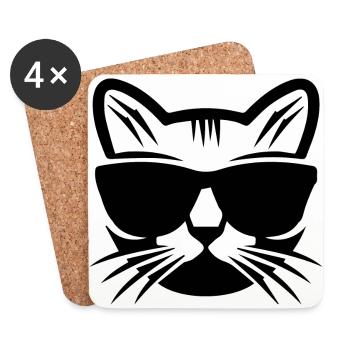 Chat, chat, animal, animal domestique, animal domestique - Dessous de verre (lot de 4) - blanc - Devant
