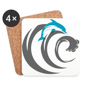 Dolphin Delfin - Untersetzer (4er-Set) - Weiß - Vorne