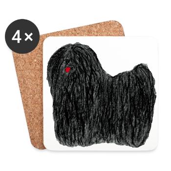 Puli - black rasta dog - Coasters (set of 4) - white - Front