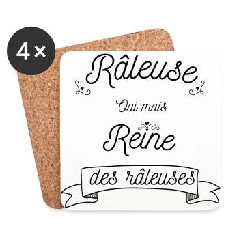 Râleuse oui mais reine des râleuses, humour - Dessous de verre (lot de 4) - blanc - Devant