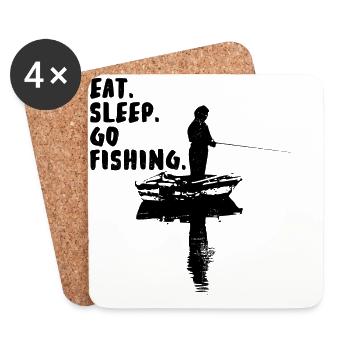 Manger. Dormir. Aller pêcher. - Dessous de verre (lot de 4) - blanc - Devant