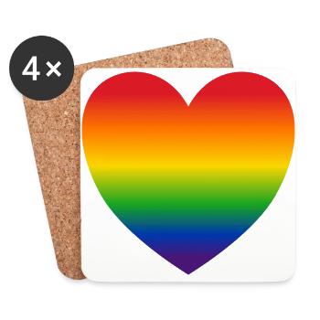 Coeur couleurs de l’arc-en-ciel cadeau - Dessous de verre (lot de 4) - blanc - Devant