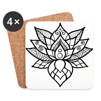 Lotus flower - Lotus Mandala - Coasters (set of 4) - white - Front