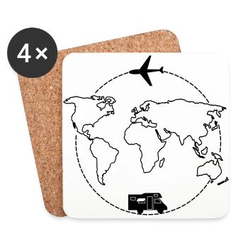 Carte Avion Voyage - Dessous de verre (lot de 4) - blanc - Devant