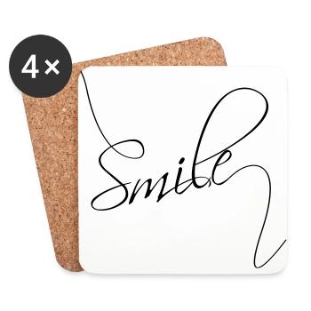 Smile | Smile | good mood typography - Coasters (set of 4) - white - Front